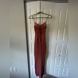PrettyLittleThing Rust Maxi Dress with Spaghetti Straps